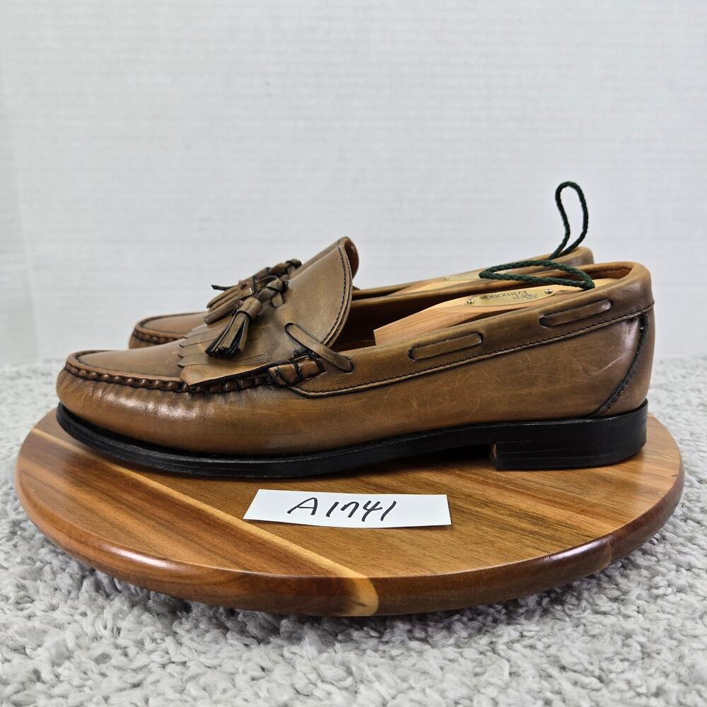 Allen Edmonds Mens 10D Lowry Hill Tan Brown Leather Casual Kiltie Tassel Loafer